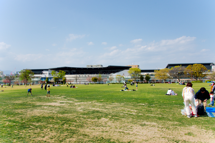 Umekoji Park looking north at Kyoto Aquarium