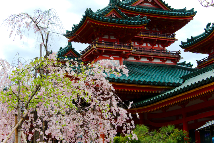 Looking Back from the Garden to Heian-jingu Buildings