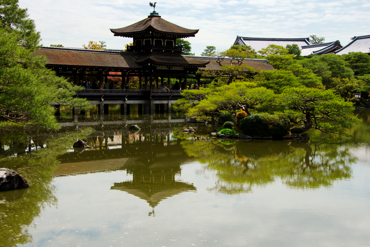 Taihei-kaku Bridge Hall across the Pond at Heian-jingu
