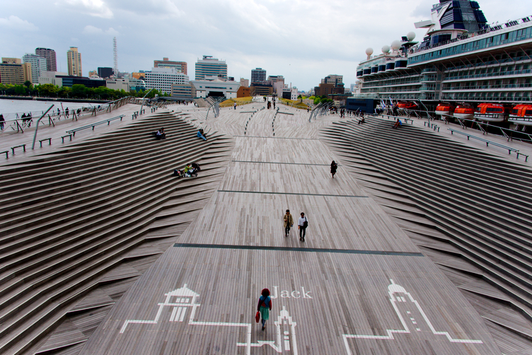 View Southwest from Ōsanbashi Pier towards the Yokohama Three Towers