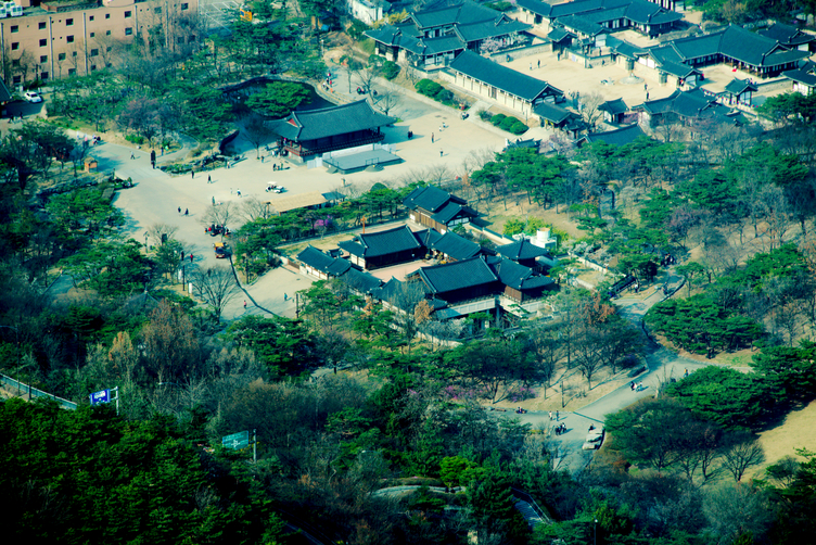 Namsangol Hanok Village as seen from N Seoul Tower