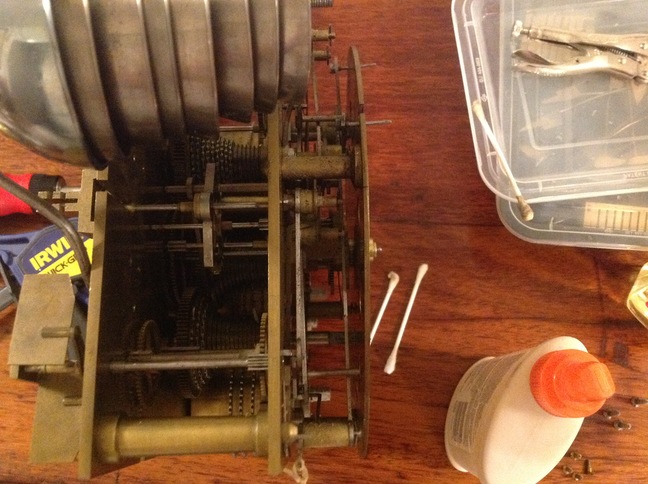Clock mechanism before cleaning